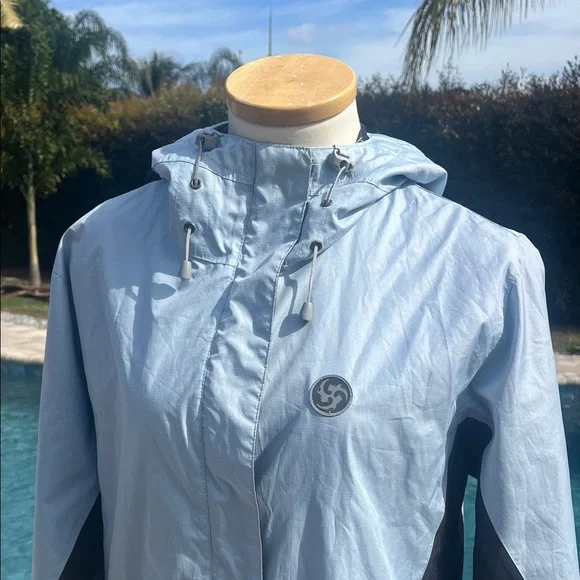 Crane Small Light Blue Hooded Windbreaker Womens TechTex - Picture 2 of 13